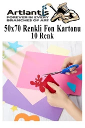 Fon Kartonu 10 Lu 50x70 Cm 10 Paket Arlantis 10 Renk Fon Kartonu 50*70 Okul Sınıf Kreş Anasınıfı - 6