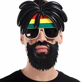 Rasta Peruklu Rasta Sakallı Bıyıklı Parti Gözlüğü 27x18 cm - 1