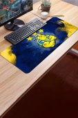 SonicTouch Sarı Lacivert Yıldız Kanaryalı Kaymaz Gaming Oyuncu Masaüstü Dikişsiz Siyah Klavye Mouse Pad 32x70Cm - 3