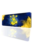 SonicTouch Sarı Lacivert Yıldız Kanaryalı Kaymaz Gaming Oyuncu Masaüstü Dikişsiz Siyah Klavye Mouse Pad 32x70Cm - 1
