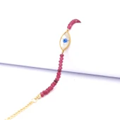 Altın Kaplama Göz Motifli Bordo Mercan Bileklik BLK-879 thumbnail 1