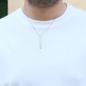 316L Çelik Oval Uzun Erkek Kolye  60 cm EKLY-107 - 2