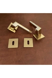 Albatros Gold Kare Rozetli Oda Kapı Kolu Koldoor 4 Takım thumbnail 2