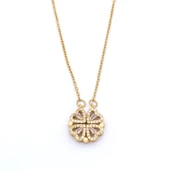 Çelik Kolye, Yonca Kolye Altın Kaplama Kadın Kolye KLY-396 thumbnail 1