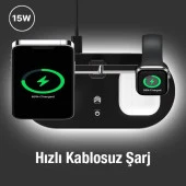 Coofbe 5İN1 Magsafe Masaüstü Kablosuz Şarj Standı Gece Lambası Şarj İphone 12 13 14 15 Pro Max Şarj Standı - 2