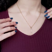 Altın Kaplama Zirkon Taşlı I Harfi Kadın Kolye KLY-306 thumbnail 3