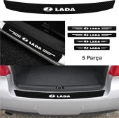 Lada İçin Uyumlu  Aksesuar Oto Bağaj Ve Kapı Eşiği özel yeni sticker Set Karbon - 1