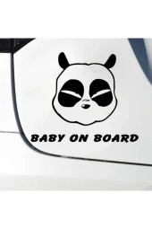 Panda Kafası Bebek On Board Tasarım Oto özel yeni sticker Siyah 15*8 Cm - 1