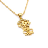 Çelik Kolye, Çiçek Kolye Altın Kaplama, Kadın Kolye KLY-328 thumbnail 4