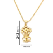 Çelik Kolye, Çiçek Kolye Altın Kaplama, Kadın Kolye KLY-328 thumbnail 3