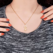 Çelik Kolye, Çiçek Kolye Altın Kaplama, Kadın Kolye KLY-328 thumbnail 2