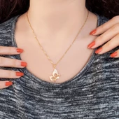 Çelik Kolye,Kelebek Kolye Altın Kaplama, Kadın Kolye KLY-326 thumbnail 2