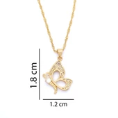 Çelik Kolye,Kelebek Kolye Altın Kaplama, Kadın Kolye KLY-326 thumbnail 3