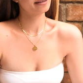 Çelik Kolye, Papatya Kolye Altın Kaplama KLY-254 thumbnail 2