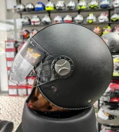 Sway 701 Deri Kaplı Yarı Camlı Elektrikli Bisiklet Motosiklet Scooter Kaskı XL Beden Siyah - 3