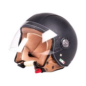 Sway 701 Deri Kaplı Yarı Camlı Elektrikli Bisiklet Motosiklet Scooter Kaskı 2XL Beden Siyah thumbnail 6