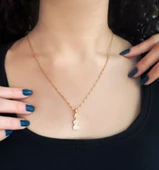 Çelik Kolye, Keman Kolye Altın Kaplama, Kadın Kolye KLY-234 thumbnail 2