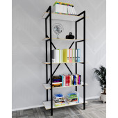 Eportatif Metal Kitaplık Raf 5 Raflı Kütüphane Beyaz 1353 - 2