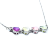 316L Çelik Renkli Taşlı Açılabilir Yonca Kolye KLY-570 thumbnail 4