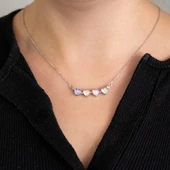 316L Çelik Renkli Taşlı Açılabilir Yonca Kolye KLY-570 thumbnail 3