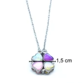 316L Çelik Renkli Taşlı Açılabilir Yonca Kolye KLY-570 thumbnail 5