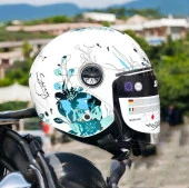 Sway 715 Şeffaf Vizörlü Yarım Motosiklet Scooter Kaskı M Beden Iris White Blue thumbnail 3