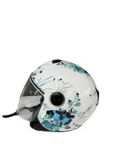 Sway 715 Şeffaf Vizörlü Yarım Motosiklet Scooter Kaskı M Beden Iris White Blue thumbnail 5