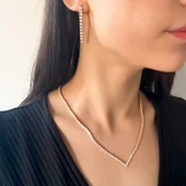Altın Kaplama Rose Zirkon Taşlı Su Yolu Kadın Set SET-145 - 2