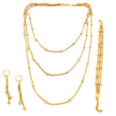 Altın Kaplama Dorika Toplu Kolye-Bileklik-Küpe Seti SET-128 - 1