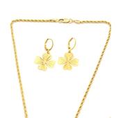 Altın Kaplama Yonca Kolye Küpe Bileklik Set SET-110 - 6