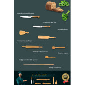 Silver Serisi Ahşap Hamur Açma Oklavası Merdanesi Lazbisa Mutfak Bıçak Börek Seti 8 li Slvset5 - 7