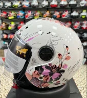 Sway 715 Şeffaf Vizörlü Yarım Motosiklet Scooter Kaskı XS Beden Iris White Pink thumbnail 4