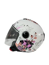 Sway 715 Şeffaf Vizörlü Yarım Motosiklet Scooter Kaskı XS Beden Iris White Pink thumbnail 8