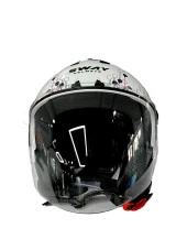 Sway 715 Şeffaf Vizörlü Yarım Motosiklet Scooter Kaskı XS Beden Iris White Pink thumbnail 9