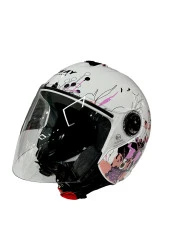 Sway 715 Şeffaf Vizörlü Yarım Motosiklet Scooter Kaskı XS Beden Iris White Pink thumbnail 11