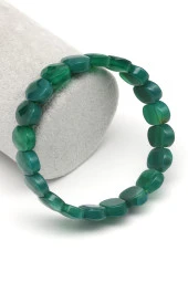 Yeşil Akik Doğal Taş Bileklik 10 x 14 mm Özel Kesim thumbnail 1