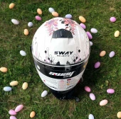 Sway 715 Şeffaf Vizörlü Yarım Motosiklet Scooter Kaskı S Beden Iris White Pink - 3