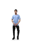 Raru AGNITIO Erkek Pamuklu Mavi Günlük T-shirt - 4
