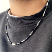 Çelik Zincir 316L Siyah Detaylı Erkek Model - ZN-229 thumbnail 2