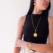 Altın Kaplama Yıldızlı Kolye Küpe Bileklik Set SET-122 - 2