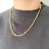 Çelik Zincir Altın Kaplama İşlemeli Kalın Burgu Model - ZN-224 thumbnail 2