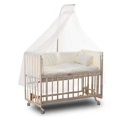 ComfyMax Sallanır Anne Yanı Doğal Ahşap Beşik ve Uyku Seti - 60x120 cm - 5