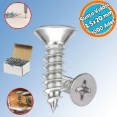 Sunta Vidası Sivri Uçlu Ahşap Tahta Ağaç Mobilya Ayak Kulp Vidası 3.5x20 mm Paket 1000 ADET thumbnail 1