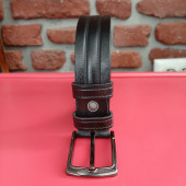 Erkek Kemer 3,5 Cm. Desenli Siyah Hakiki Deri (Vejetal Dana Derisi) Gvn-0053 - 2