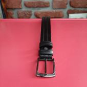 Erkek Kemer 3,5 Cm. Desenli Siyah Hakiki Deri (Vejetal Dana Derisi) Gvn-0053 - 3