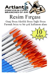 Resim Fırçası 10 Adet Ekonomik Sentetik Fırça Suluboya Akrilik Boya Guaj Boya Yağlı Boya Resim Boyama - 1