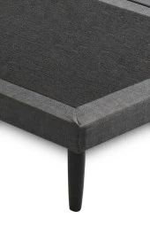 Niron Slim Karyola 80x180 Tek Kişilik Baza, Metal İskeletli Yüksek Ayaklı Koyu Gri Keten Kumaşlı - 4