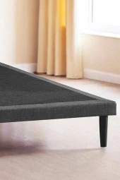 Niron Slim Baza ve Başlık Takımı 140x200 Çift Kişilik Gri Kumaş Kaplı Metal Karyola ve Başlık Seti - 6