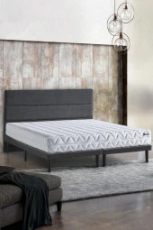 Niron Slim Pocket Yatak Seti 140x190 Çift Kişilik Paket Yaylı Yatak, Gri Metal Baza ve Başlık Takımı - 1