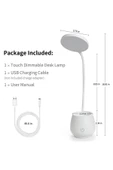 Şarjlı Masa Lambası – Kalemlik & Standlı, 3 Işık Tonlu Ayarlanabilir LED Okuma ve Ders Lambası - 6